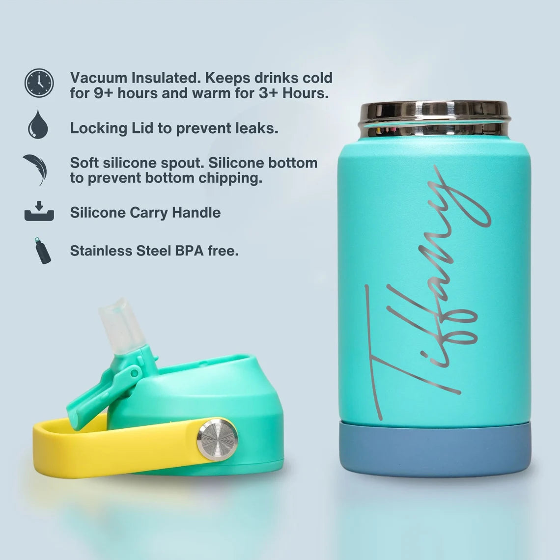 Personalized Name Kids Water Bottle – 12oz Stainless Steel Tumbler