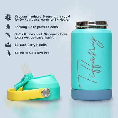 Personalized Name Kids Water Bottle – 12oz Stainless Steel Tumbler