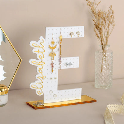 Personalized Initial Acrylic Earring Holder – Custom Name Jewelry Organizer Gift