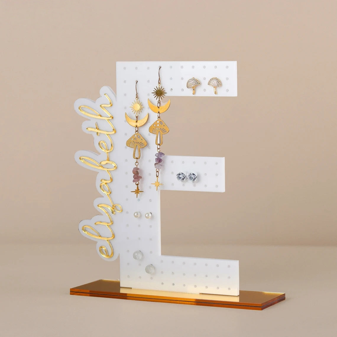Personalized Initial Acrylic Earring Holder – Custom Name Jewelry Organizer Gift
