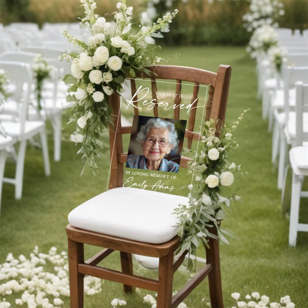 Reserviertes Gedenkschild, personalisierte Gedenktafel, In liebevoller Erinnerung Hochzeitsdeko, Beileidsgeschenk, Gedenkschild aus Acryl zur Hochzeit