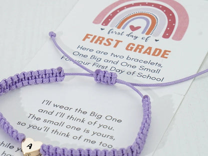 Mommy and Me First Day of School Matching Bracelets – Heart Set