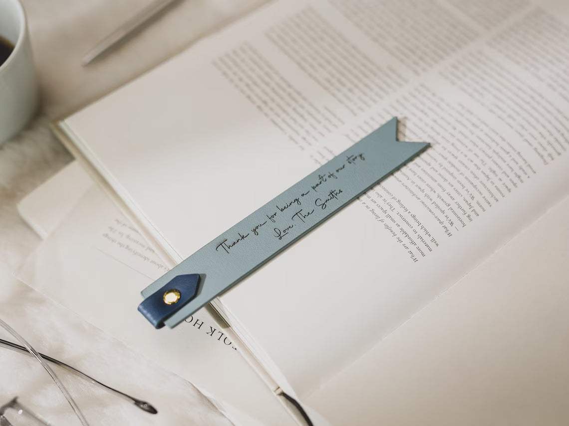 Personalized Engraved Leather Bookmark with Loop – Custom Gift