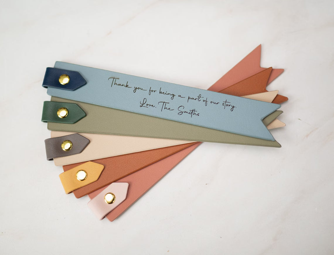 Personalized Engraved Leather Bookmark with Loop – Custom Gift