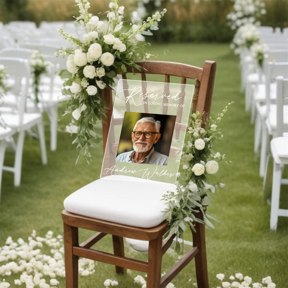 Reserviertes Gedenkschild, personalisierte Gedenktafel, In liebevoller Erinnerung Hochzeitsdeko, Beileidsgeschenk, Gedenkschild aus Acryl zur Hochzeit
