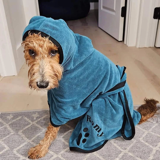 Personalized Dog Robe | Embroidered Pet Bathrobe & Towel Gift