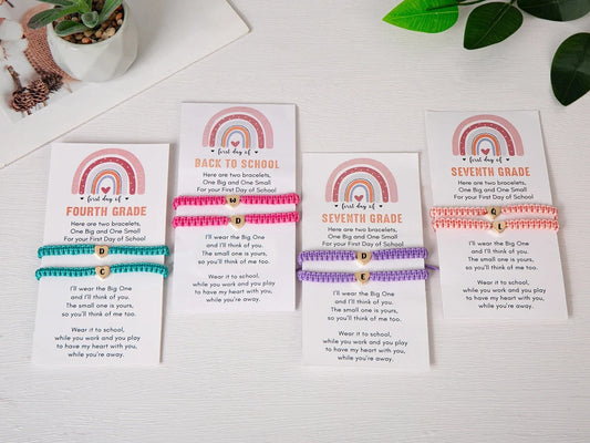 Mommy and Me First Day of School Matching Bracelets – Heart Set
