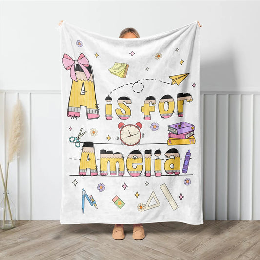 Custom Kids Name Blanket – Back to School Gift for Boys & Girls