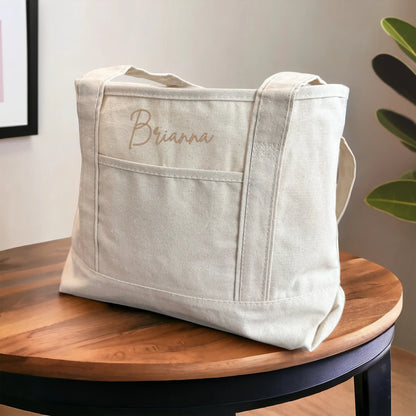Personalized Embroidered Tote Bag - Custom Gift for Her or Mom