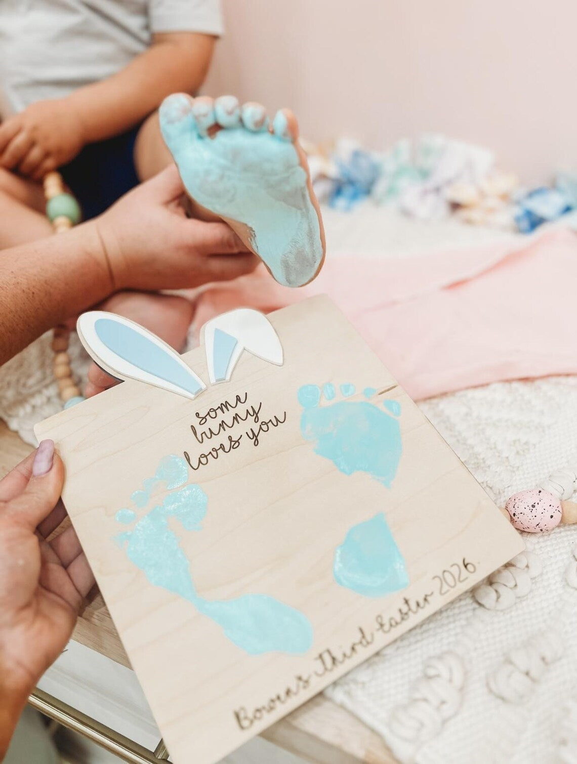 My First Easter Footprint Sign – Some Bunny Loves You Keepsake