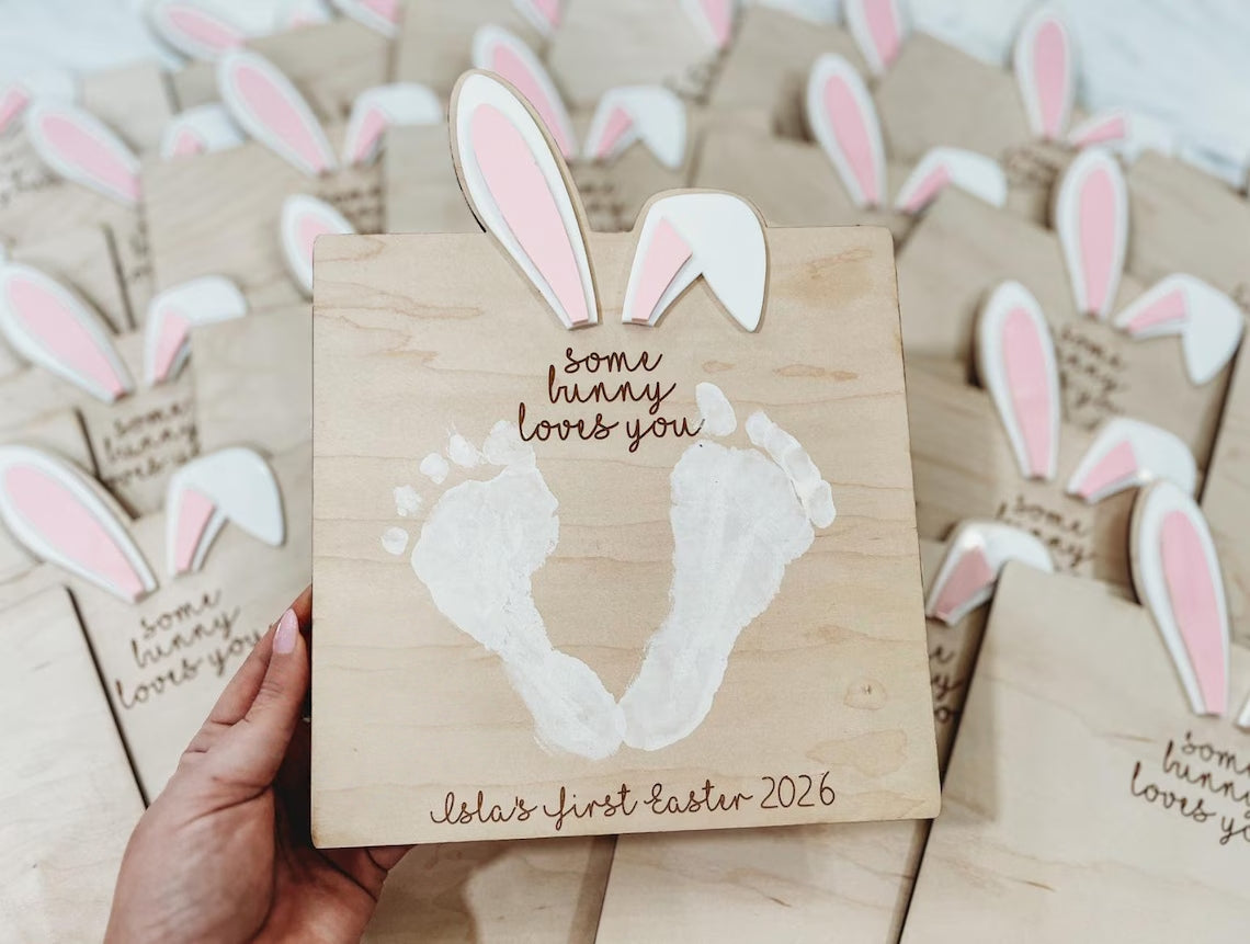 My First Easter Footprint Sign – Some Bunny Loves You Keepsake