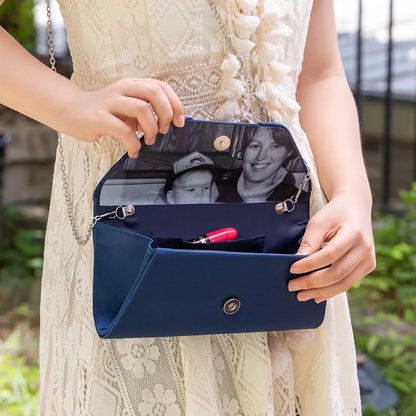 Personalized Silk Bow Tie Clutch with Hidden Photo Inside Something Old