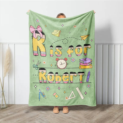 Custom Kids Name Blanket – Back to School Gift for Boys & Girls