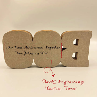 3D Wooden BOO Sign Lamp – Halloween Tabletop & Wall Decoration