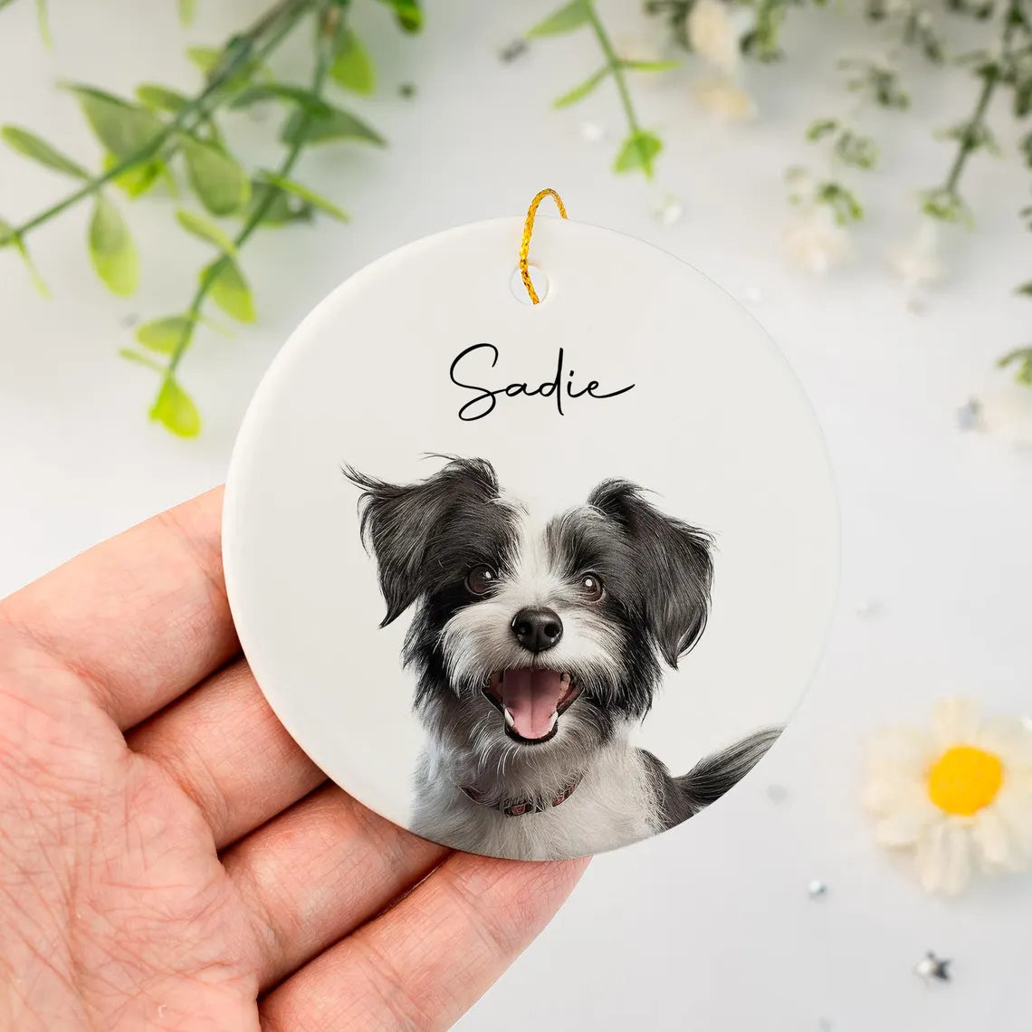 Personalized Pet Photo Ceramic Ornament | Custom Dog & Cat Keepsake
