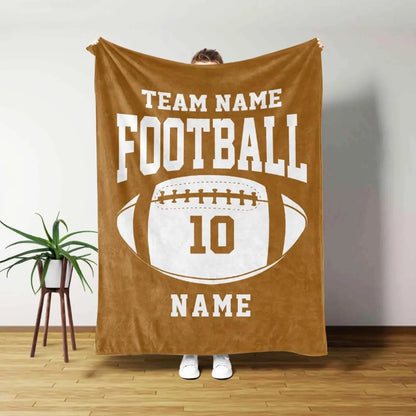 Couverture de football personnalisée, cadeau de football personnalisé pour papa, mari, fils, enfant, équipe, équipe de football douce et confortable