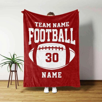 Couverture de football personnalisée, cadeau de football personnalisé pour papa, mari, fils, enfant, équipe, équipe de football douce et confortable