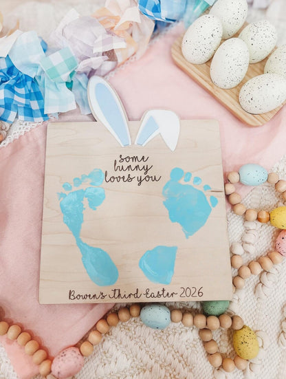 My First Easter Footprint Sign – Some Bunny Loves You Keepsake