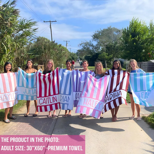 Custom  Striped Beach Towel – Personalized Name Gift
