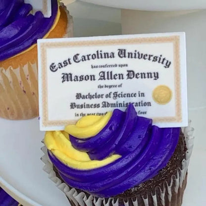 Custom Edible Graduation Diploma Cupcake Toppers | Class of 2025