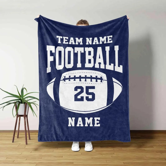 Couverture de football personnalisée, cadeau de football personnalisé pour papa, mari, fils, enfant, équipe, équipe de football douce et confortable