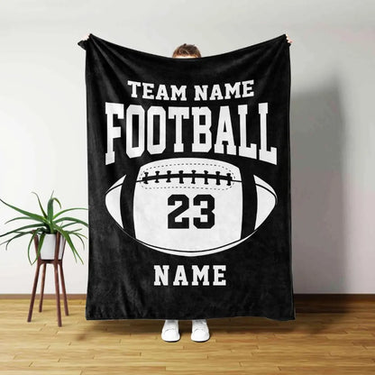 Couverture de football personnalisée, cadeau de football personnalisé pour papa, mari, fils, enfant, équipe, équipe de football douce et confortable