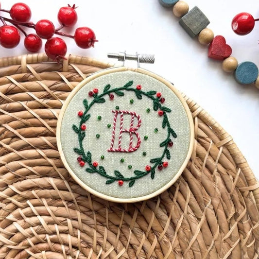 Alphabet Personalized Embroidery Ornaments – Custom Initial Christmas Tree Decor