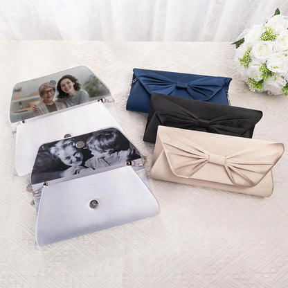 Personalized Silk Bow Tie Clutch with Hidden Photo Inside Something Old