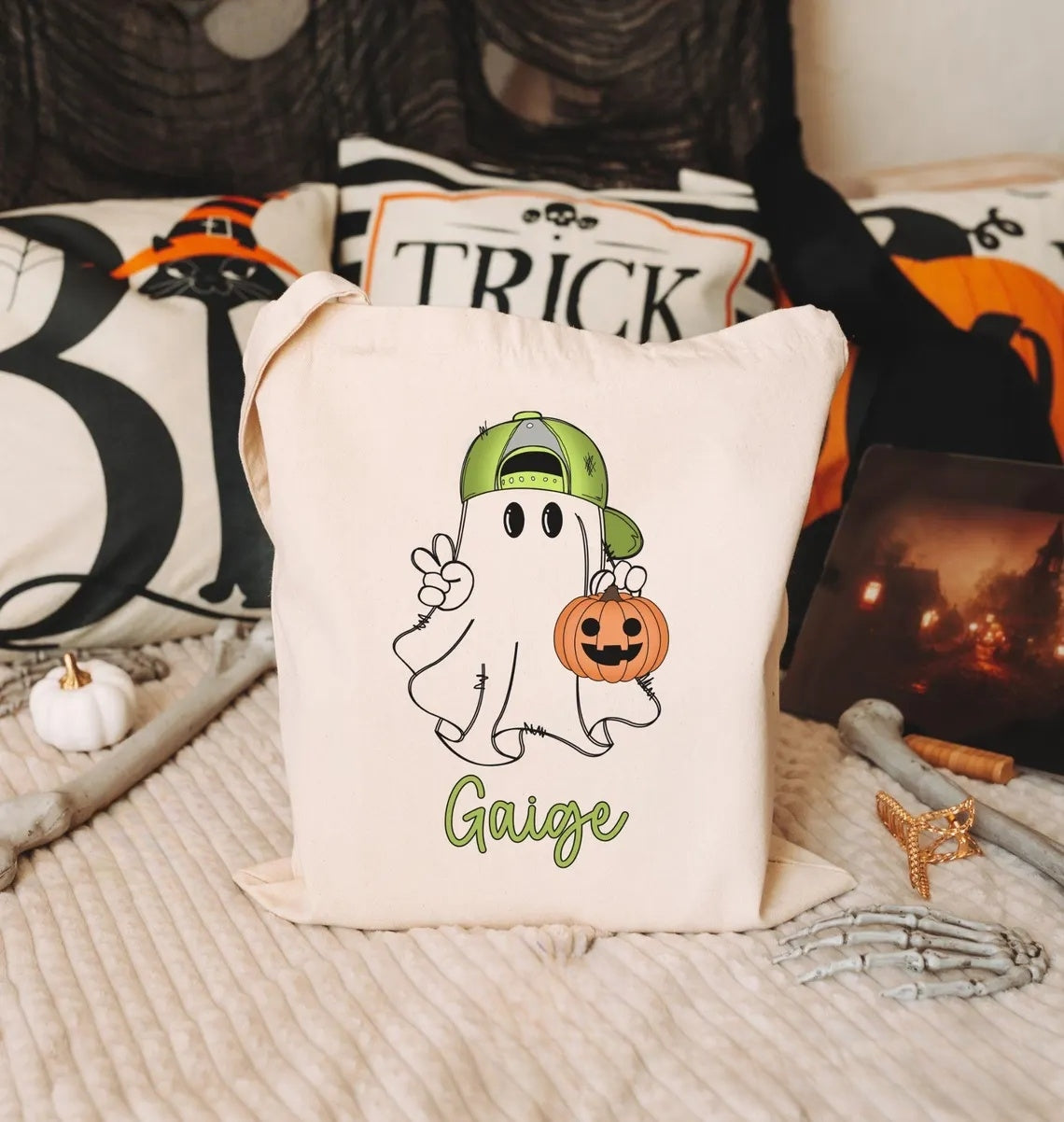 Custom Halloween Trick or Treat Bag – Personalized Kids Tote