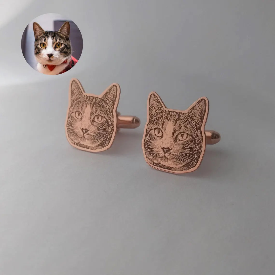 Custom Pet Portrait Cufflinks Stainless Steel – Personalized Dog & Cat Gift