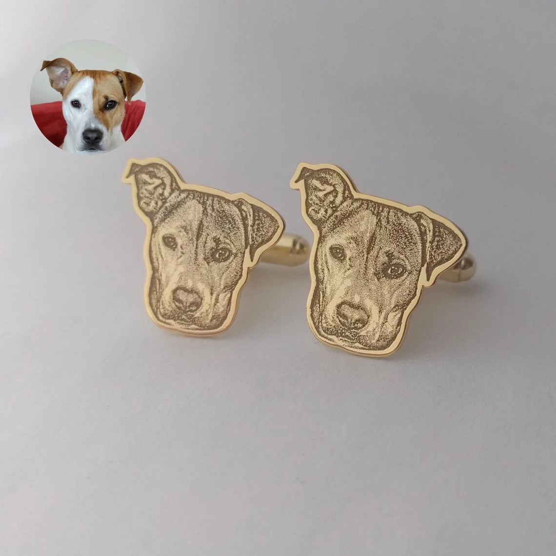 Custom Pet Portrait Cufflinks Stainless Steel – Personalized Dog & Cat Gift