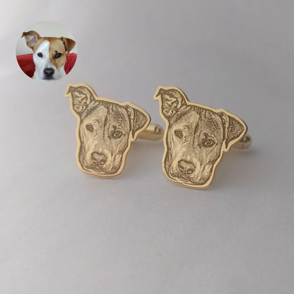 Custom Pet Portrait Cufflinks Stainless Steel – Personalized Dog & Cat Gift