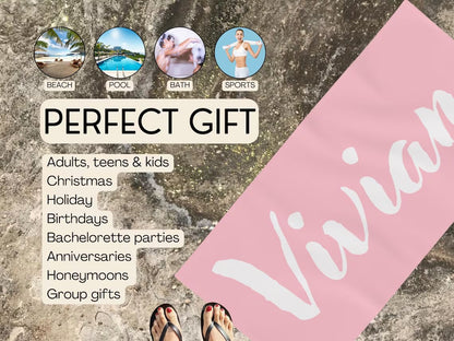 Personalisiertes Strandtuch, Geburtstagsgeschenk, Poolparty, Urlaubsgeschenk, Junggesellenabschied 