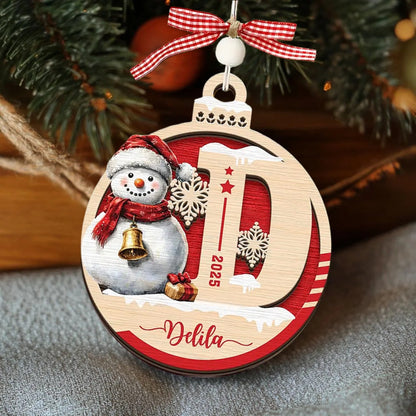 Personalisierter Schneemann-Weihnachtsbaumschmuck – Geschenk mit individuellem Namen für Kinder