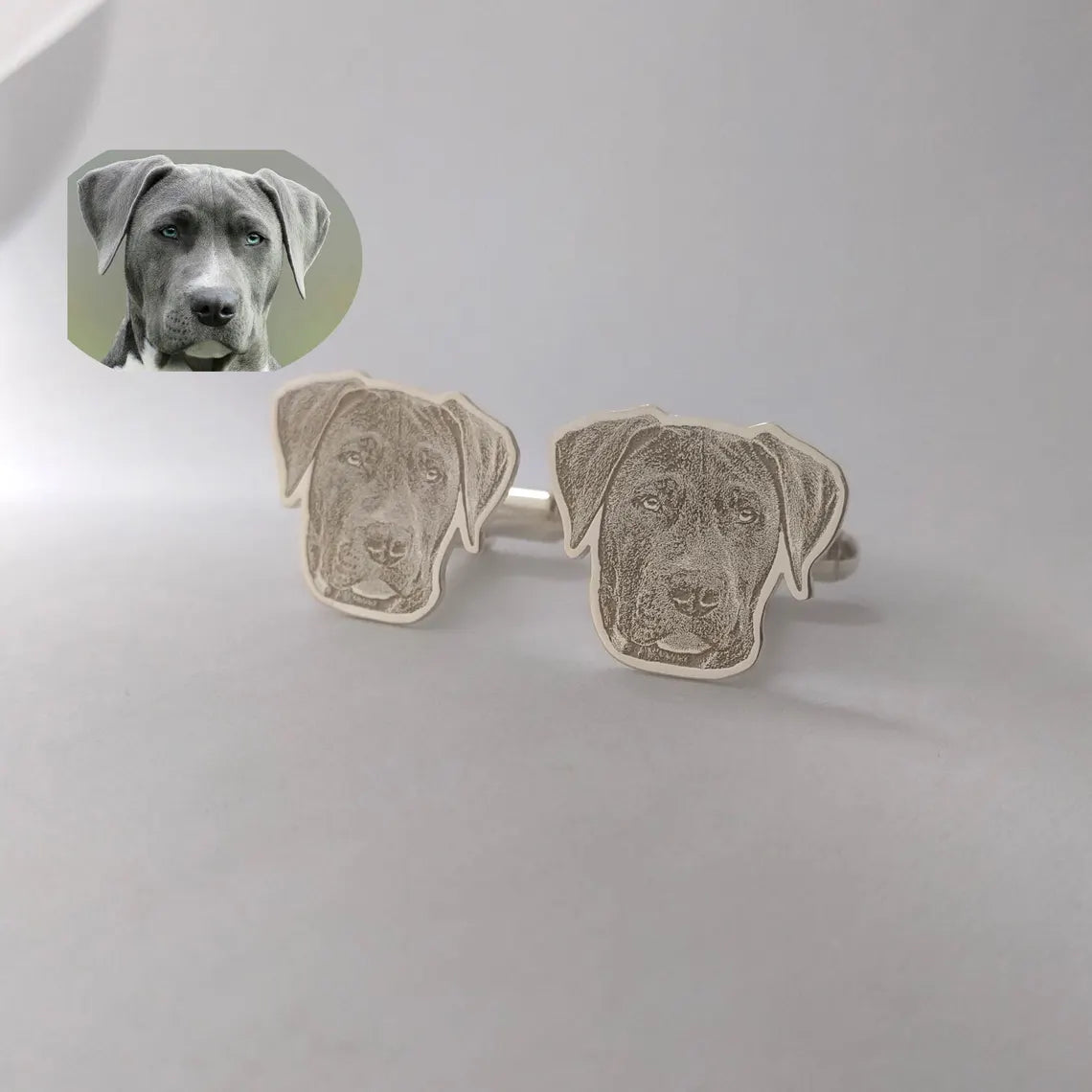 Custom Pet Portrait Cufflinks Stainless Steel – Personalized Dog & Cat Gift