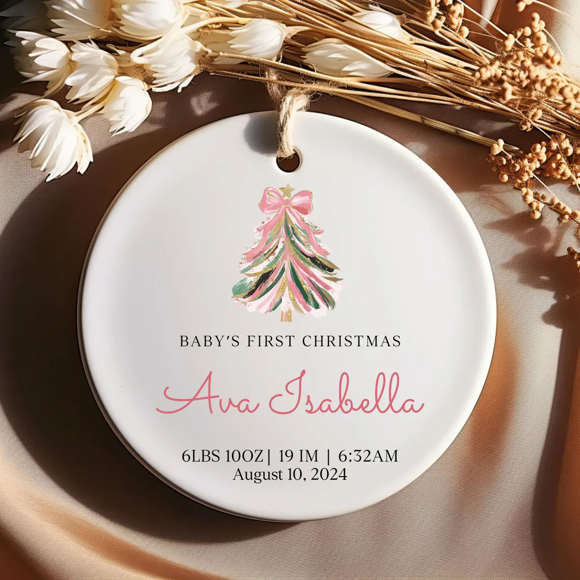 Personalized Baby’s First Christmas Ornament 2025 | Ceramic Gift