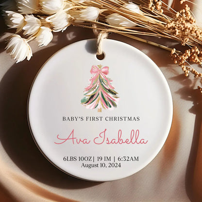 Personalized Baby’s First Christmas Ornament 2025 | Ceramic Gift