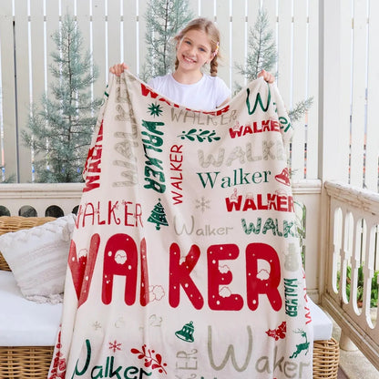 Personalized Christmas Blanket with Name – Soft Gift for Kids