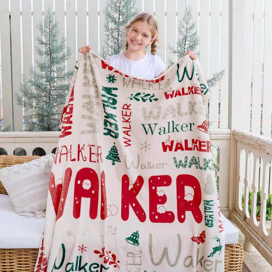 Personalized Christmas Blanket with Name – Soft Gift for Kids