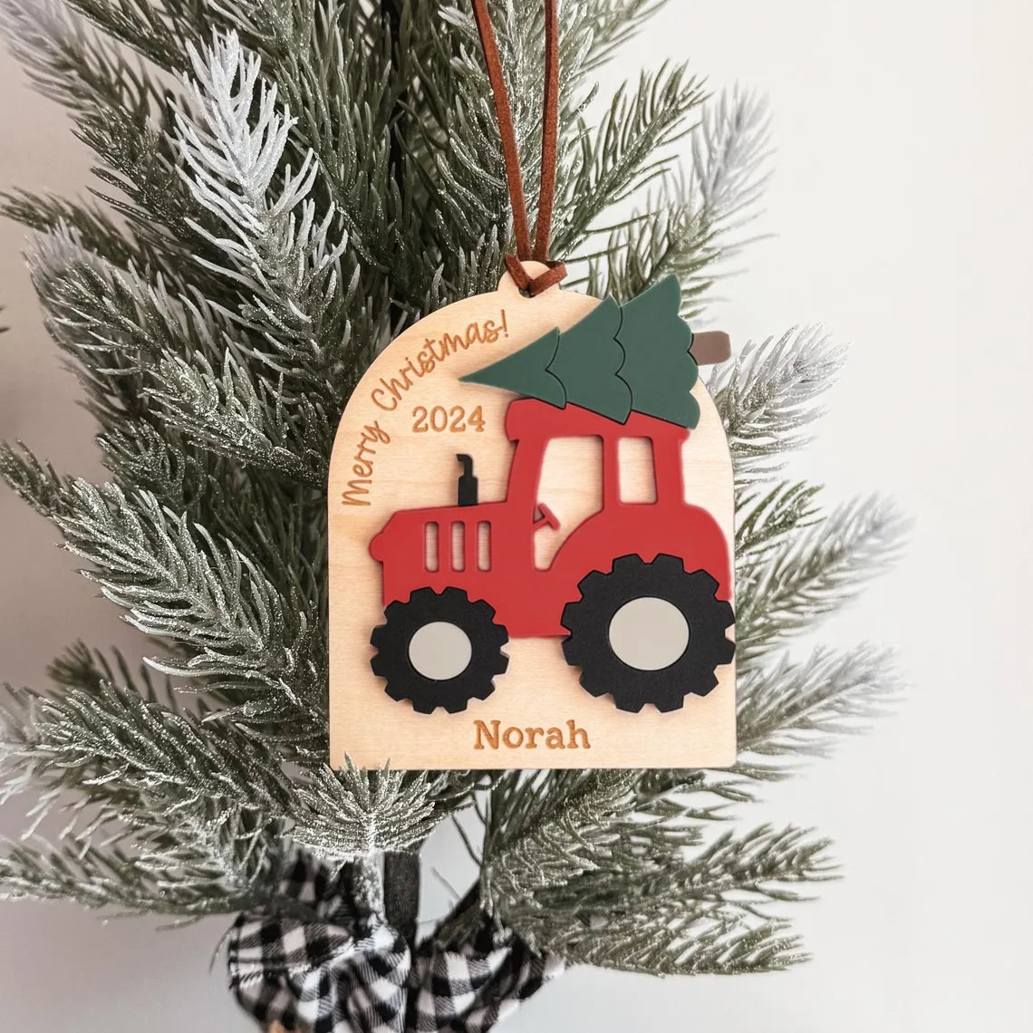 Baby's First Christmas Tractor Ornament | Personalized 2025