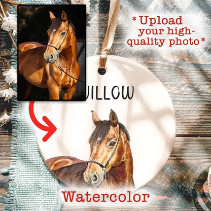 Personalized Horse  Ceramic Ornament 2025 | Custom Watercolor Photo Gift