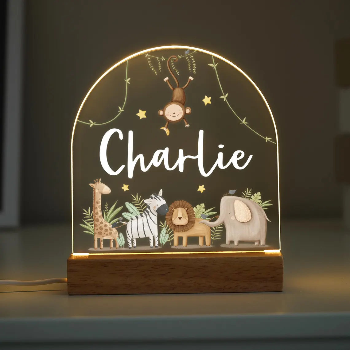 Personalised LED Animal Lamp | Kids Night Light | Safari Jungle Animal Light