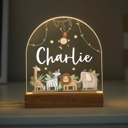Personalised LED Animal Lamp | Kids Night Light | Safari Jungle Animal Light