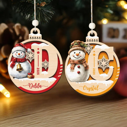 Personalisierter Schneemann-Weihnachtsbaumschmuck – Geschenk mit individuellem Namen für Kinder
