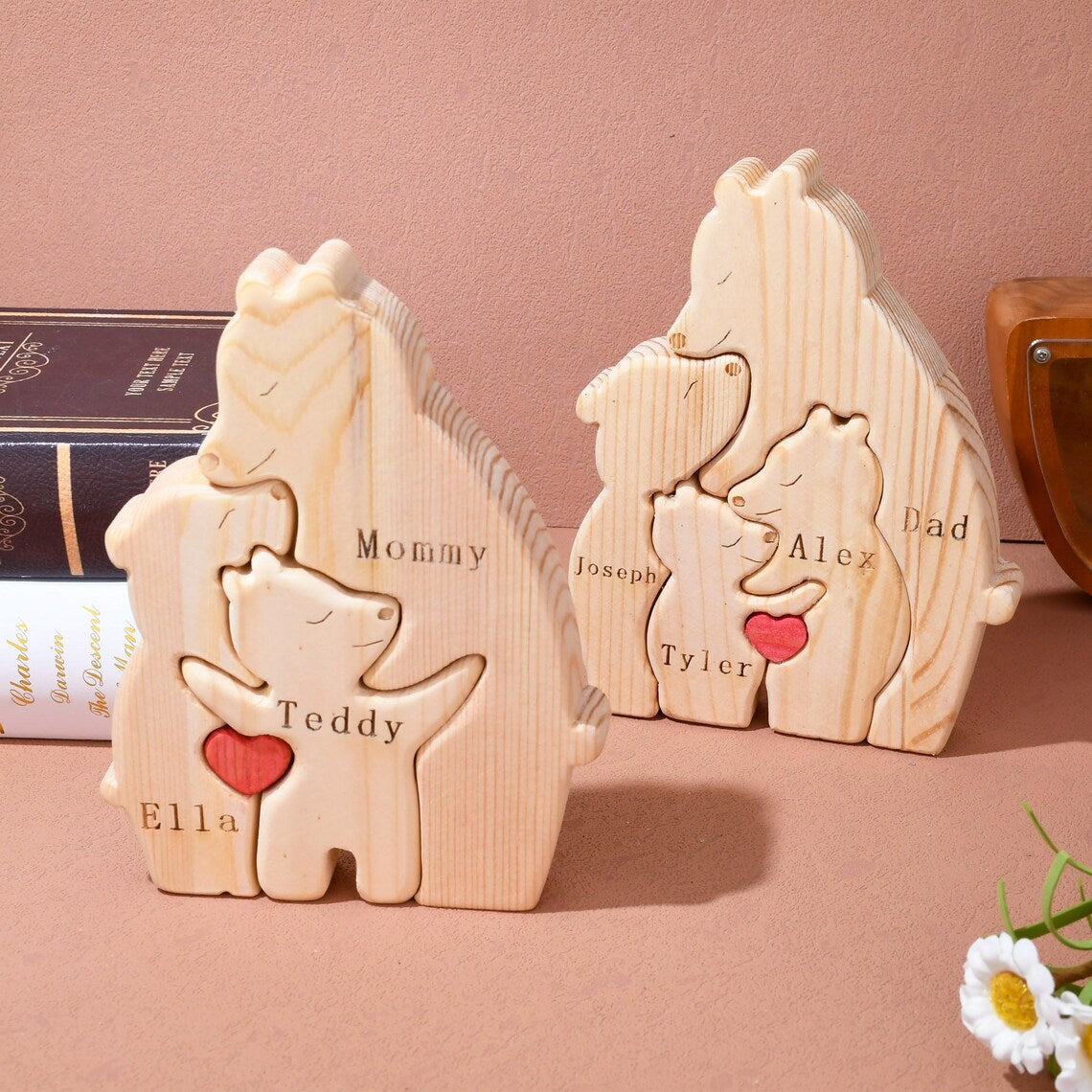 Personalized Wooden Mom & Baby Bear Puzzle – First Mother’s Day Gift