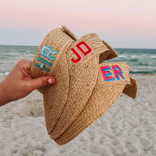 Personalized Straw Visor – Custom Monogram Beach Hat