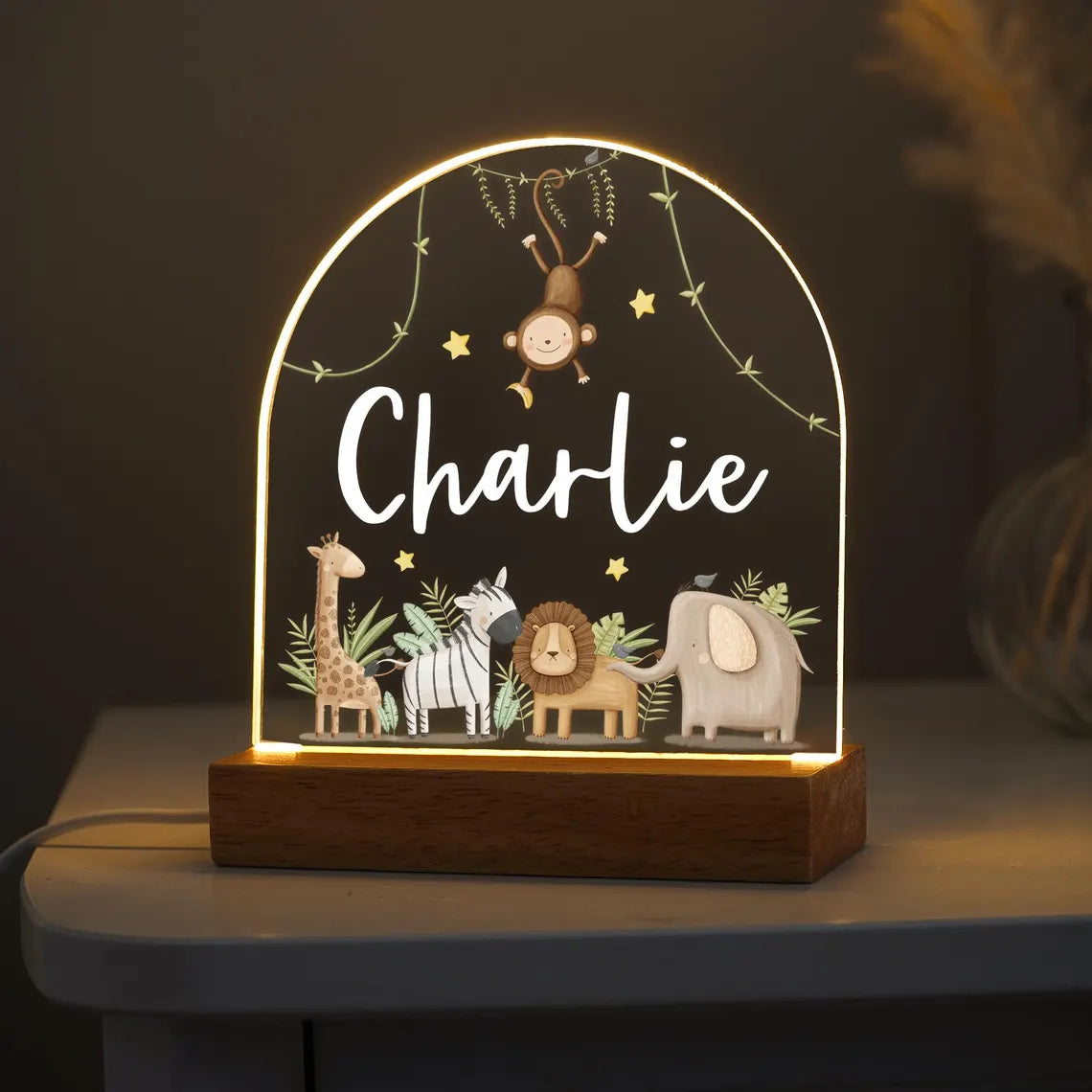 Personalised LED Animal Lamp | Kids Night Light | Safari Jungle Animal Light