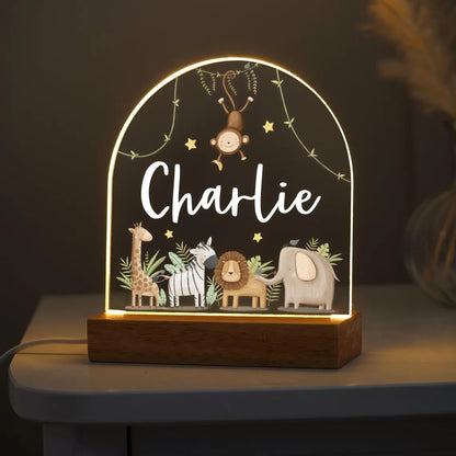 Personalised LED Animal Lamp | Kids Night Light | Safari Jungle Animal Light