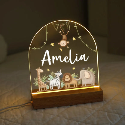 Personalised LED Animal Lamp | Kids Night Light | Safari Jungle Animal Light