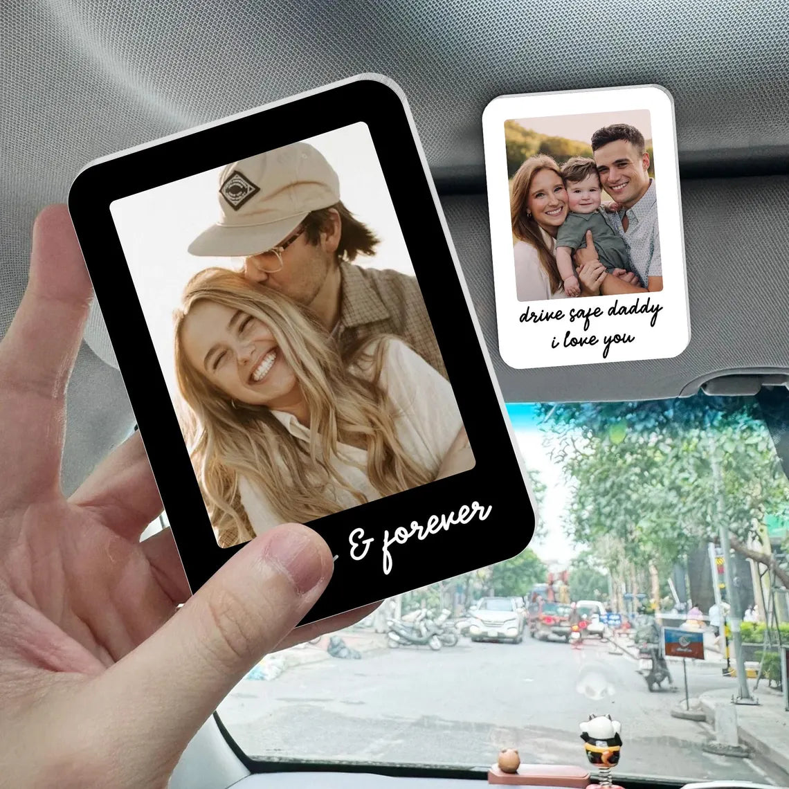Personalized Photo Car Visor Clip for Dad – Drive Safe Gift